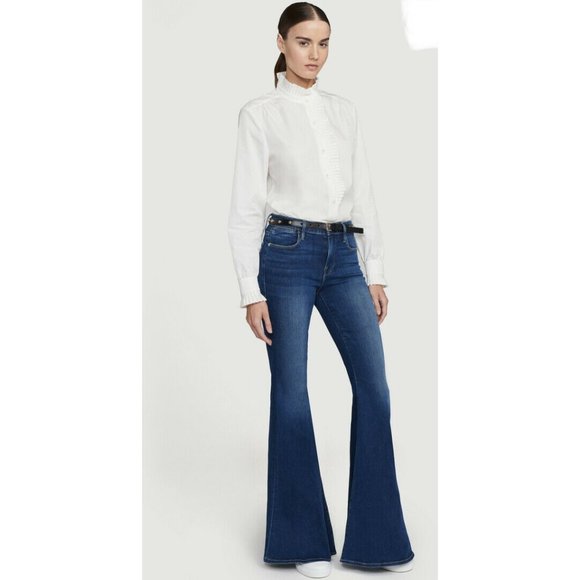 Frame Le High Super Flare Jeans Cantine Blue NWOT - Picture 4 of 11